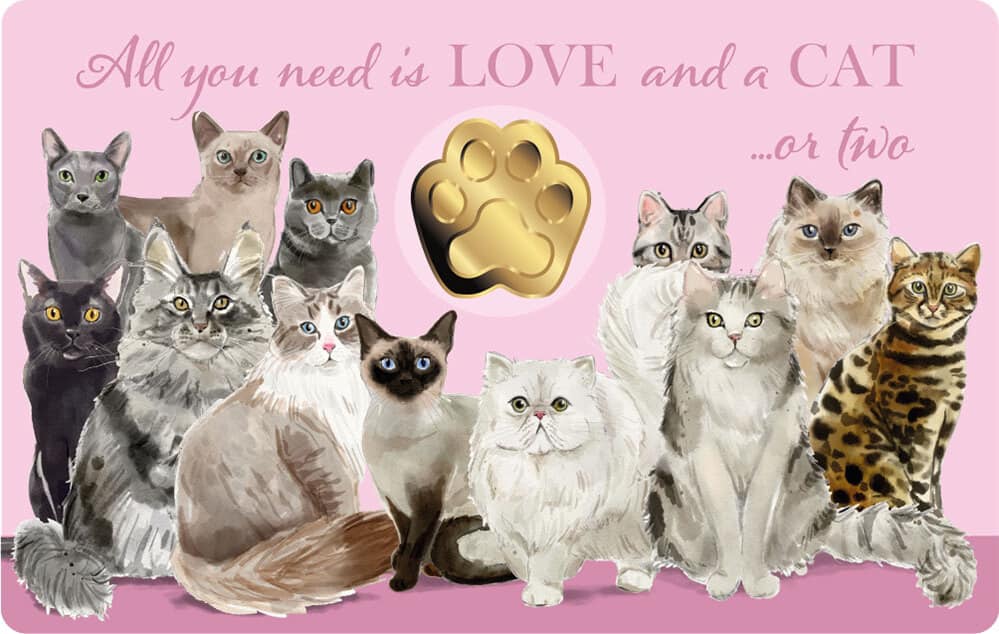 Chad - LOVE CAT Paw Shaped Commemorative Gold Coin in Card image 2