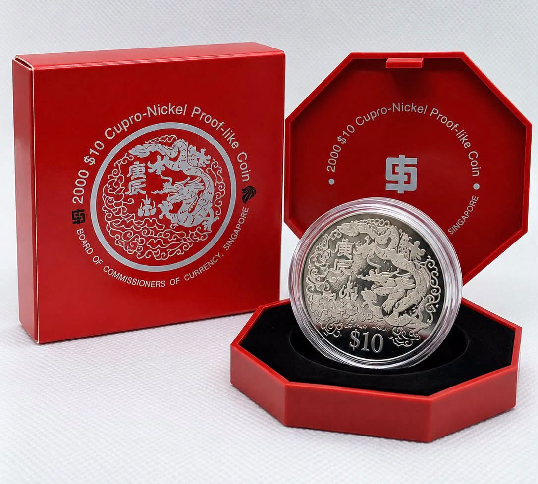 2000 Singapore - S$10 - Lunar Dragon – Series I Cupro-Nickel Coin