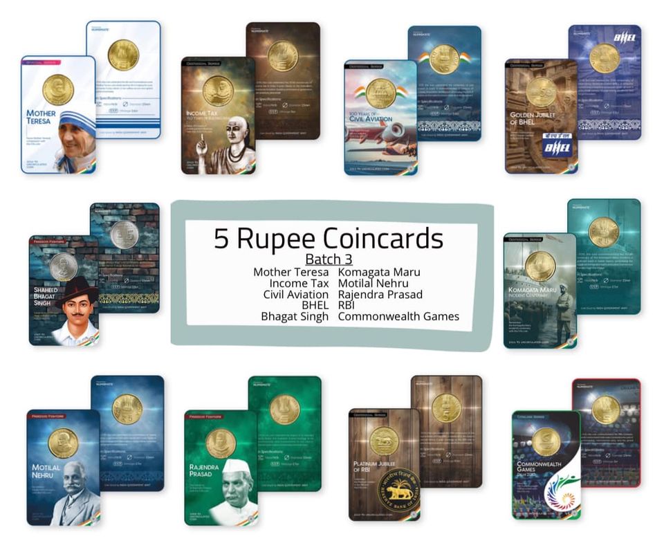 ₹5 Commemorative Coin Cards Set (Batch-3) image 0