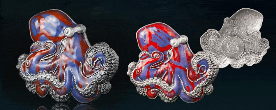 2024 - Barbados - OCTOPUS Great Master of Colour Change Silver Coin in Original Mint Pack image 2