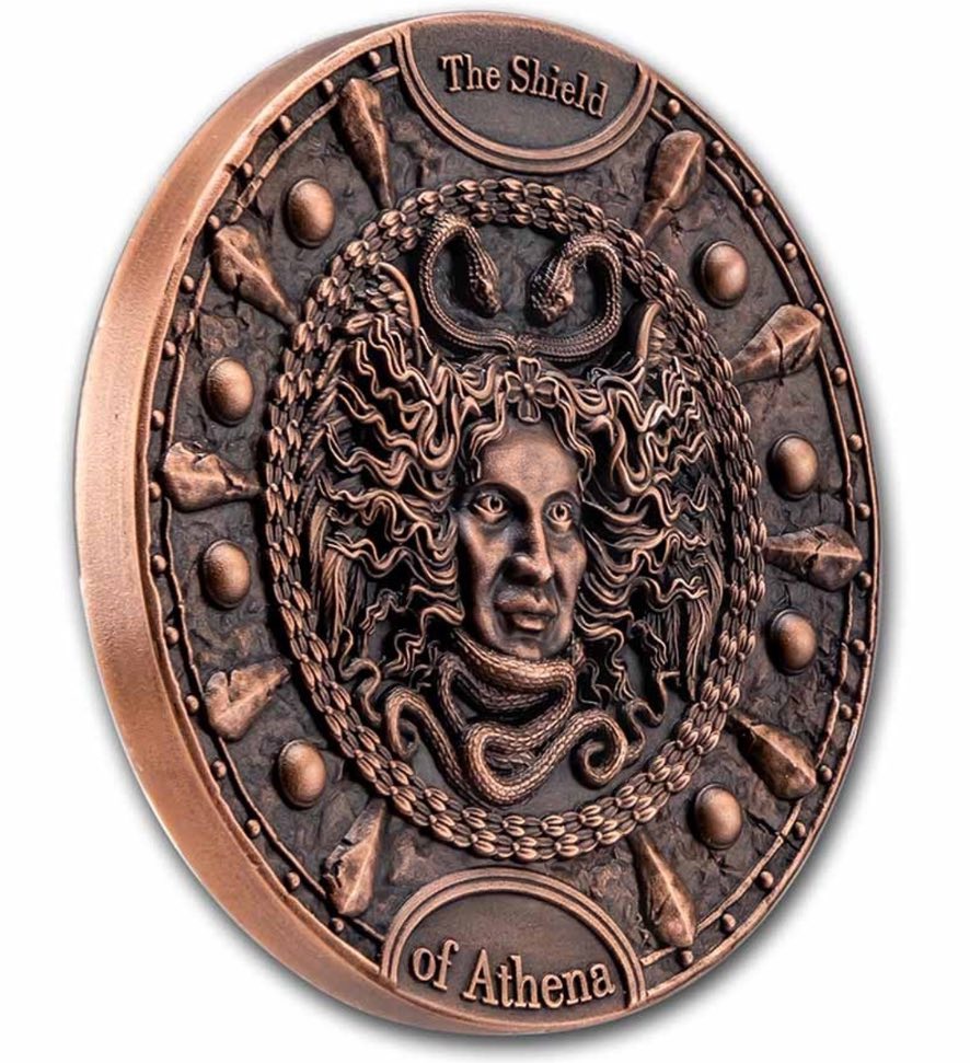 2022 Niue - Shield of Athena 2 Oz Copper plated Silver Coin image 2