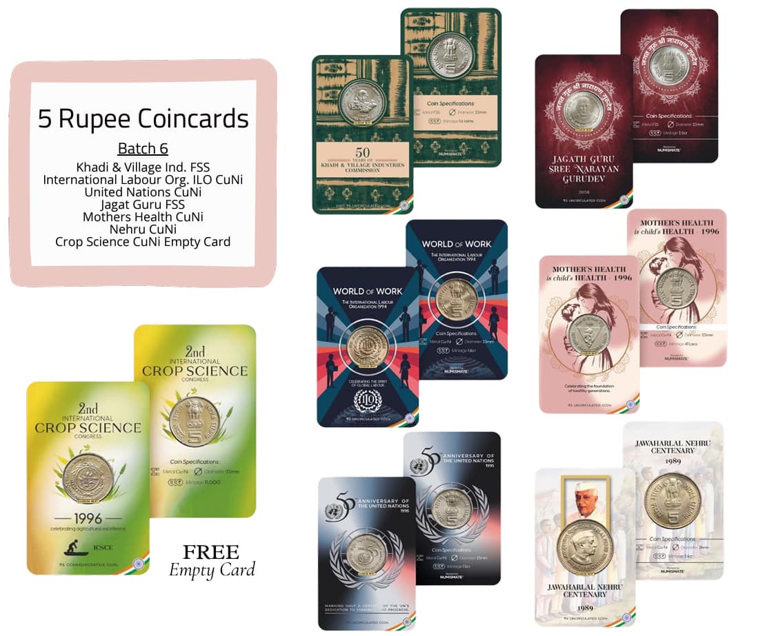 ₹5 Commemorative Coin Cards Set (Batch-6) image 0