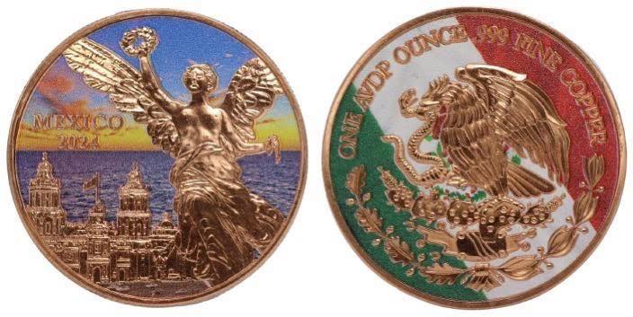 2024 Mexico - Libertad Onza Mexican Flag .999 Pure Copper Medallion