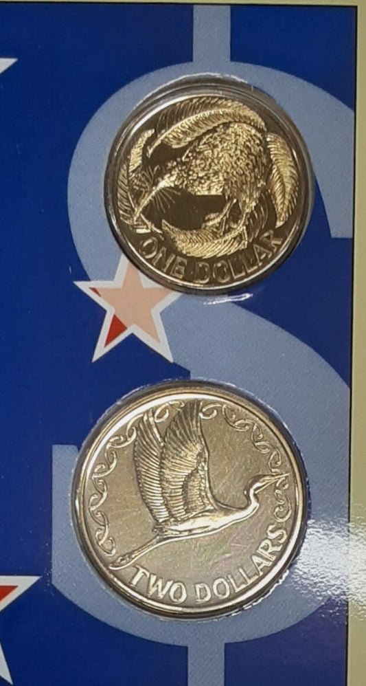 1990 New Zealand – One & Two Dollars – Reserve Bank of New Zealand Kiwi Dollar Collection