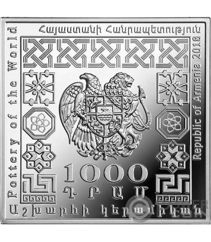 2018 Armenia – 1000 Dram - Pottery of the World – Russian Pot (with Real Ceramic Insert)