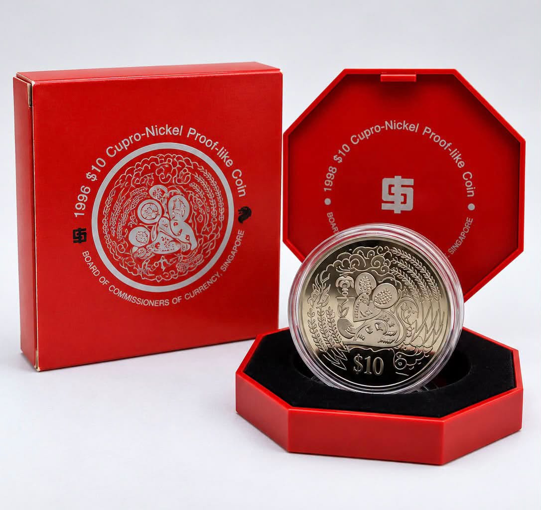 1996 Singapore - S$10 - Lunar Rat – Series I Cupro-Nickel Coin