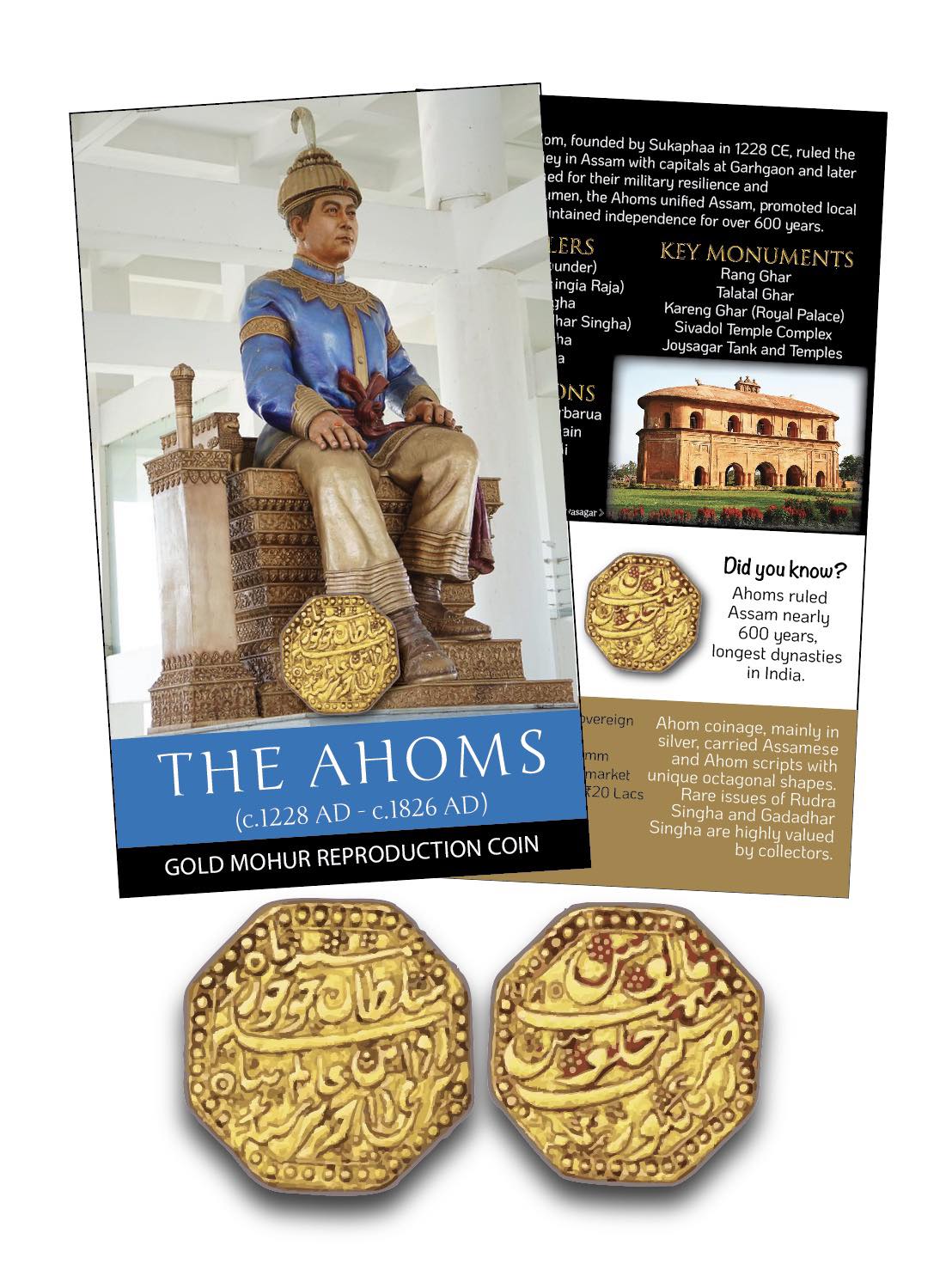 THE AHOMS – GOLD MOHUR Reproduction Coin