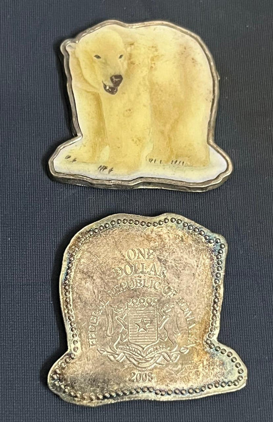 Somalia - Polar Bear Shaped Colored Coin USED image 0