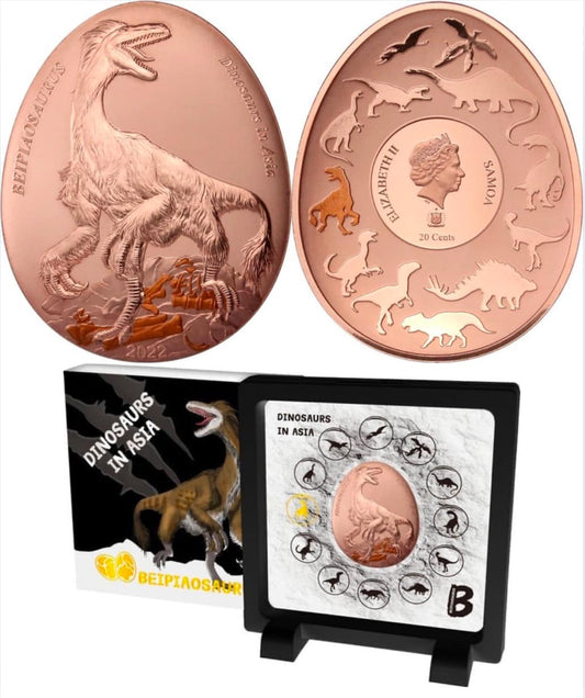 2022 Samoa - Dinosaurs in Asia Series - BEIPIAOSAURUS Proof Coin in Original Mint Pack image 0
