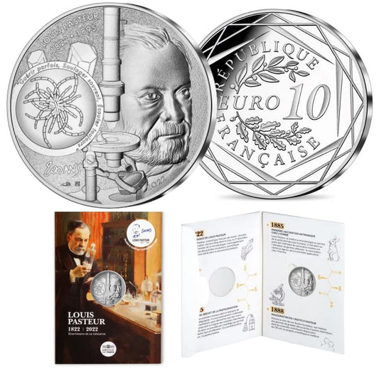Paris Mint - 2022 Louis Pasteur - Bicentenary Silver Coin in Original Mint Pack image 0