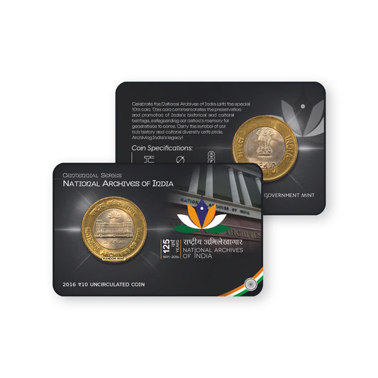 Rs.10 NATIONAL ARCHIVES OF INDIA Commemorative Coin Card - Special Edition image 0