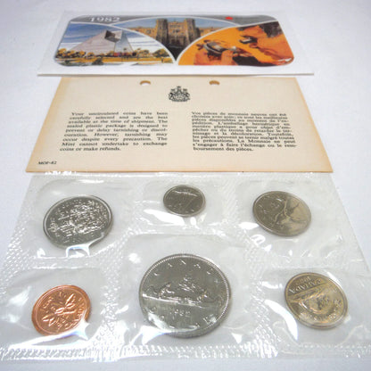 1982 Canada - $1, 50c, 25c, 10c, 5c & 1c - 6 Coin Set