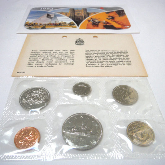 1982 Canada - $1, 50c, 25c, 10c, 5c & 1c - 6 Coin Set