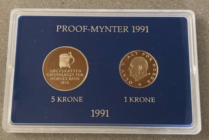 1991 Norway - 5 Kroner & 1 Kroner - Coins of Norway