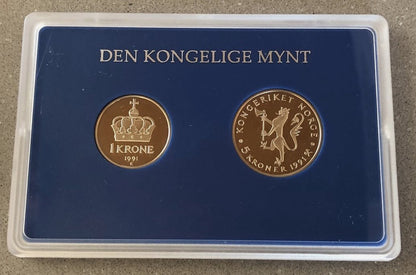 1991 Norway - 5 Kroner & 1 Kroner - Coins of Norway