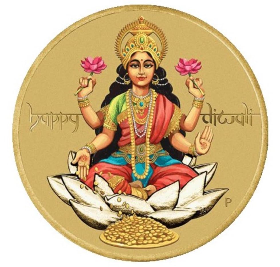2017 MATA LAXMI Happy Diwali Colored Coin in Perth Mint Original PNC Pack image 2