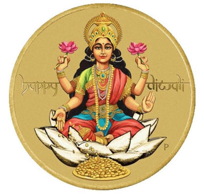 2017 MATA LAXMI Happy Diwali Colored Coin in Perth Mint Original PNC Pack image 2