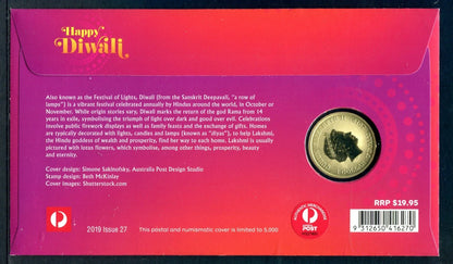 2019 Tuvalu – Happy Diwali – Mata Laxmi Colored Coin PNC Pack
