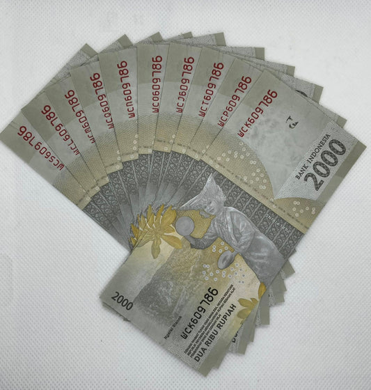 2016 Indonesia – 2000 Rupiah Banknotes – 20 Notes Lot - Serial Ending 786