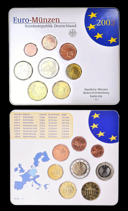 Germany – 1 Cent to 2 Euro (8 Coins) - Germany Euro Coin Set - Random Year