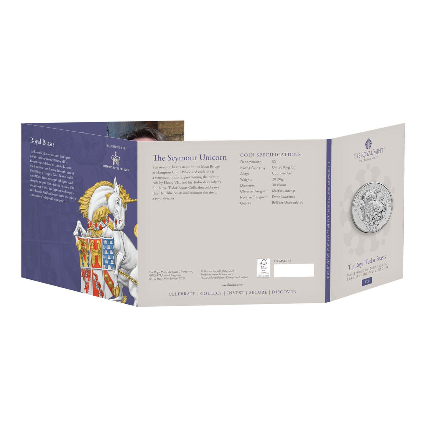 Royal Tudor Beasts 05 The Seymour Unicorn Commemorative Coin with Royal Mint Original Folder image 4