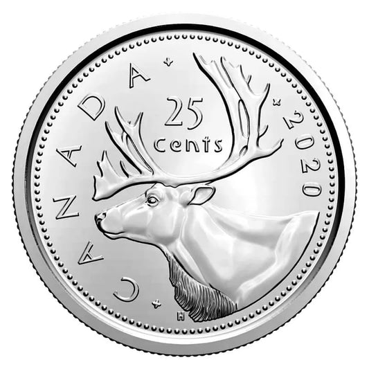 2020 Canada - 25 Cents - Caribou Quarter First Strikes – Special Wrap Roll