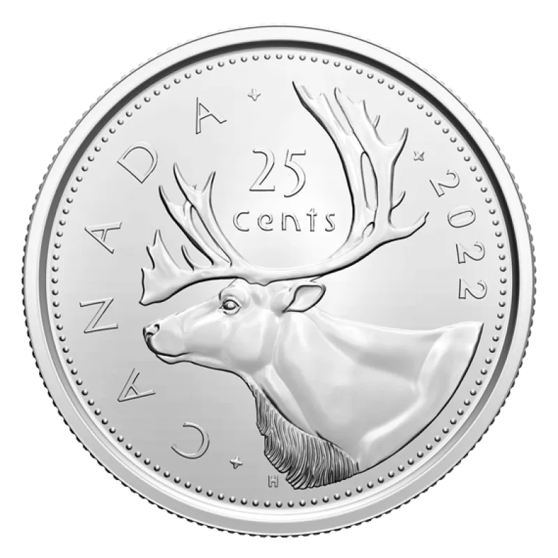 2022 Canada - 25 Cents - Caribou Quarter First Strikes – Special Wrap Roll