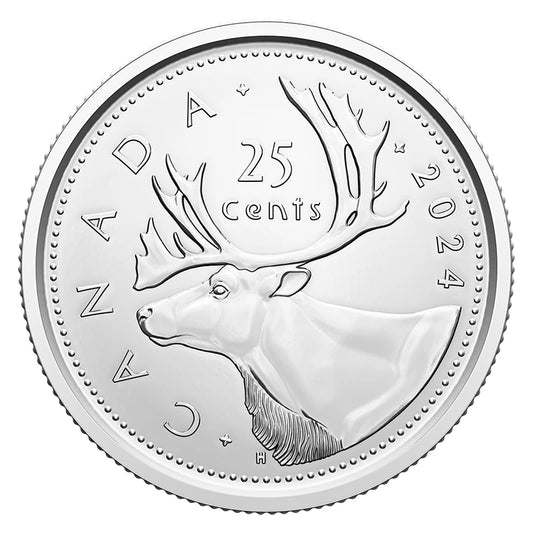 2024 Canada - 25 Cents - Caribou/King Charles III Quarter First Strikes – Special Wrap Roll