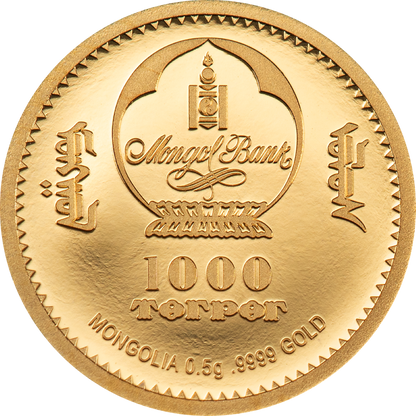 2026 Mongolia - 1000 Togrog - Chinggis Khaan – 0.5 g Gold Coin