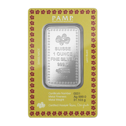 2024 PAMP - Diwali - Lakshmi &amp; Peacocks 1 Oz Pure Silver Bar image 2