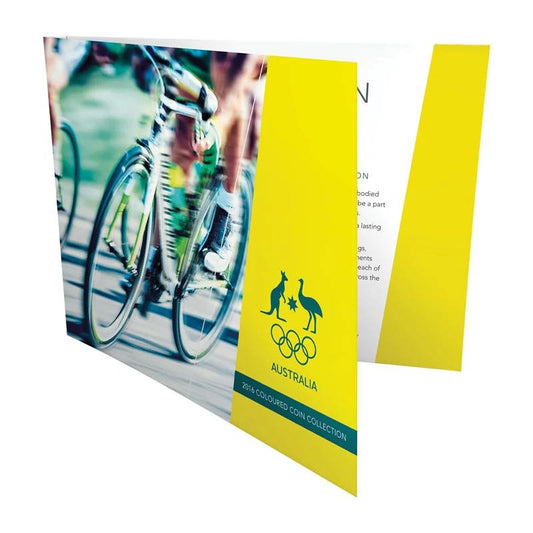 2016 - Australian Olympic Team - Cycling Cover - Five Colored Commemorative Coins Collection in Original Royal Australian Mint Pack image 0