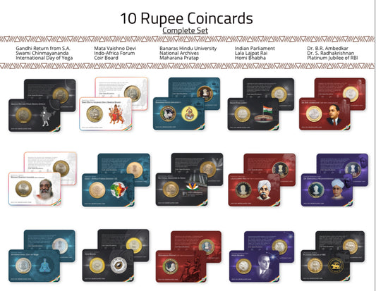Rs.10 Special Edition Commemorative Coin Cards - Full Set of 15 Cards image 0