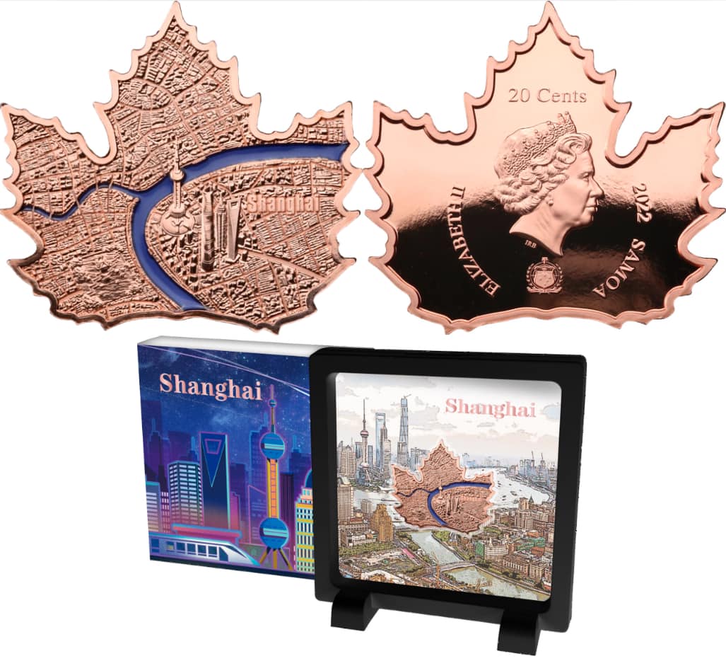 Landscape of Shanghai - 2022 Copper Proof Coin in Original Mint Pack image 0