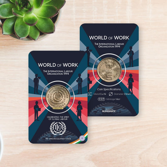 Rs.5 The International Labour Organization - World Of Work Commemorative Coin Card - Special Edition image 1