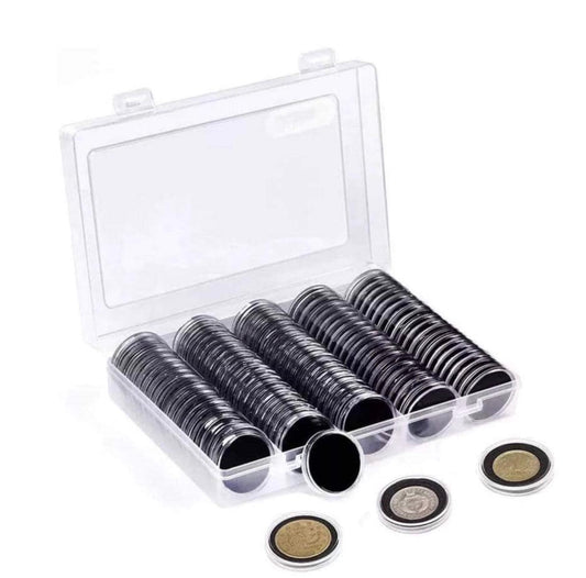 NUMISMATE 100 Pieces 30mm Premium Coin Capsules with Black Foam Gasket and Plastic Storage Organizer Box for Coin Collection Supplies, and 5 Sizes (17/20/25/27/30mm) Coins Holder for Collectors image 0