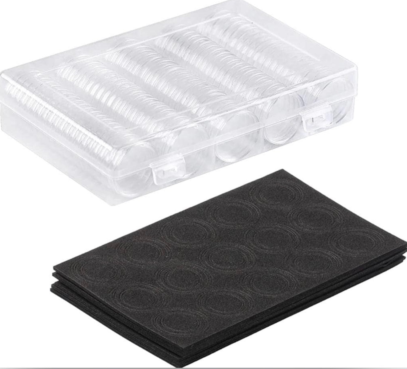 NUMISMATE 100 Pieces 30mm Premium Coin Capsules with Black Foam Gasket and Plastic Storage Organizer Box for Coin Collection Supplies, and 5 Sizes (17/20/25/27/30mm) Coins Holder for Collectors - 2 Pack image 2