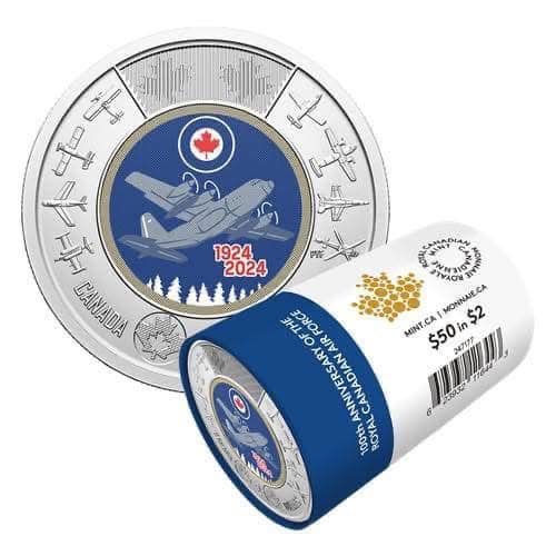 2024 - 100th Anniversary of The Royal Canadian Air Force Colourized Coin Special Wrap Roll image 0