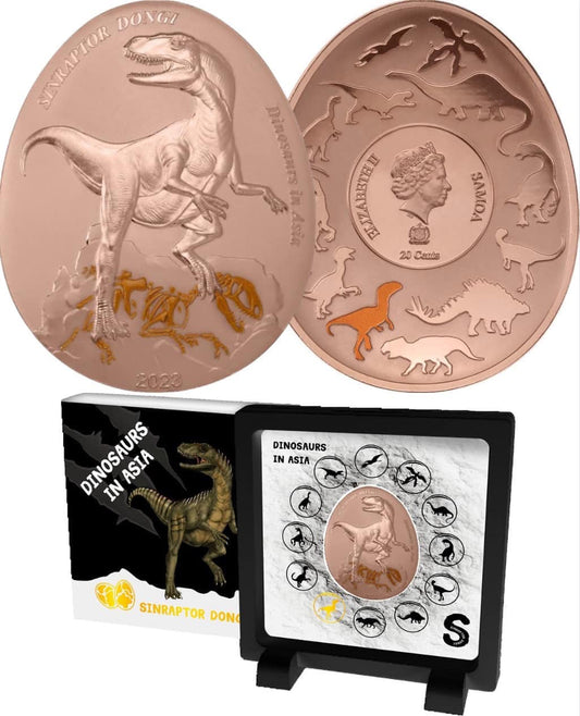 2023 Samoa - Dinosaurs in Asia Series - SINRAPTOR DONGI Proof Coin in Original Mint Pack image 0