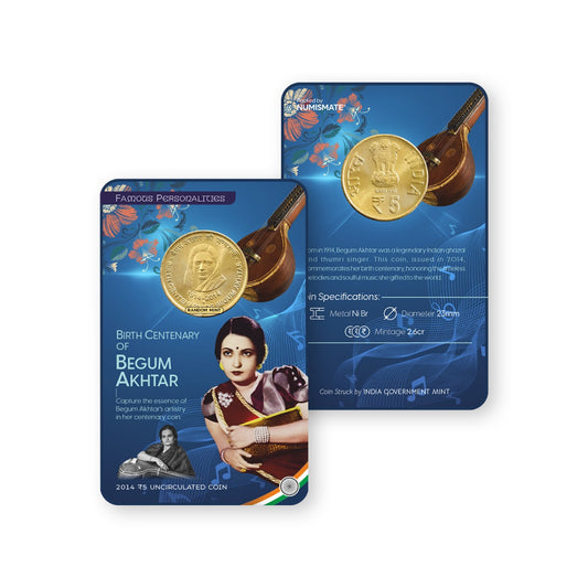 Rs.5 BIRTH CENTENARY OF BEGUM AKHTAR Commemorative Coin Card - Special Edition image 0