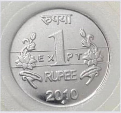 ⁠Rs. 1 2010 Mumbai Mint EXPT Experimental Coin in Capsule image 0