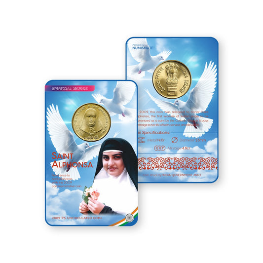 Rs.5 SAINT ALPHONSA Commemorative Coin Card - Special Edition image 0