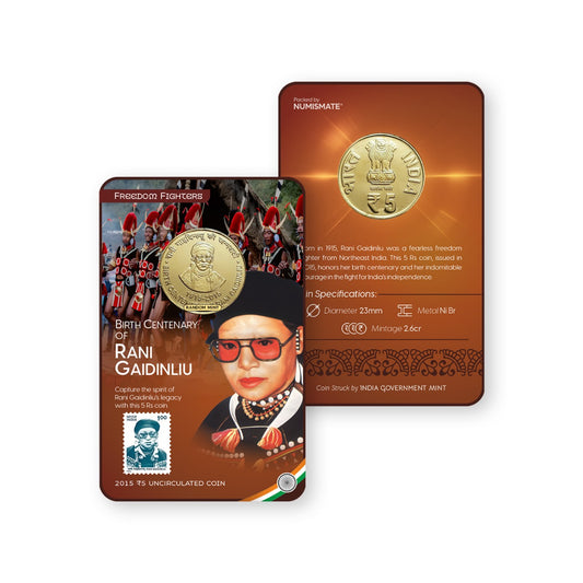 Rs.5 BIRTH CENTENARY OF RANI GAIDINLIU Commemorative Coin Card - Special Edition image 0