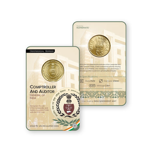 Rs.5 COMPTROLLER AND AUDITOR GENERAL OF INDIA Commemorative Coin Card - Special Edition image 0