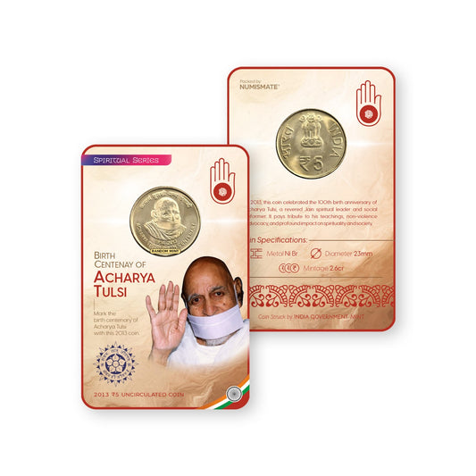 Rs.5 BIRTH CENTENARY OF ACHARYA TULSI Commemorative Coin Card - Special Edition image 0