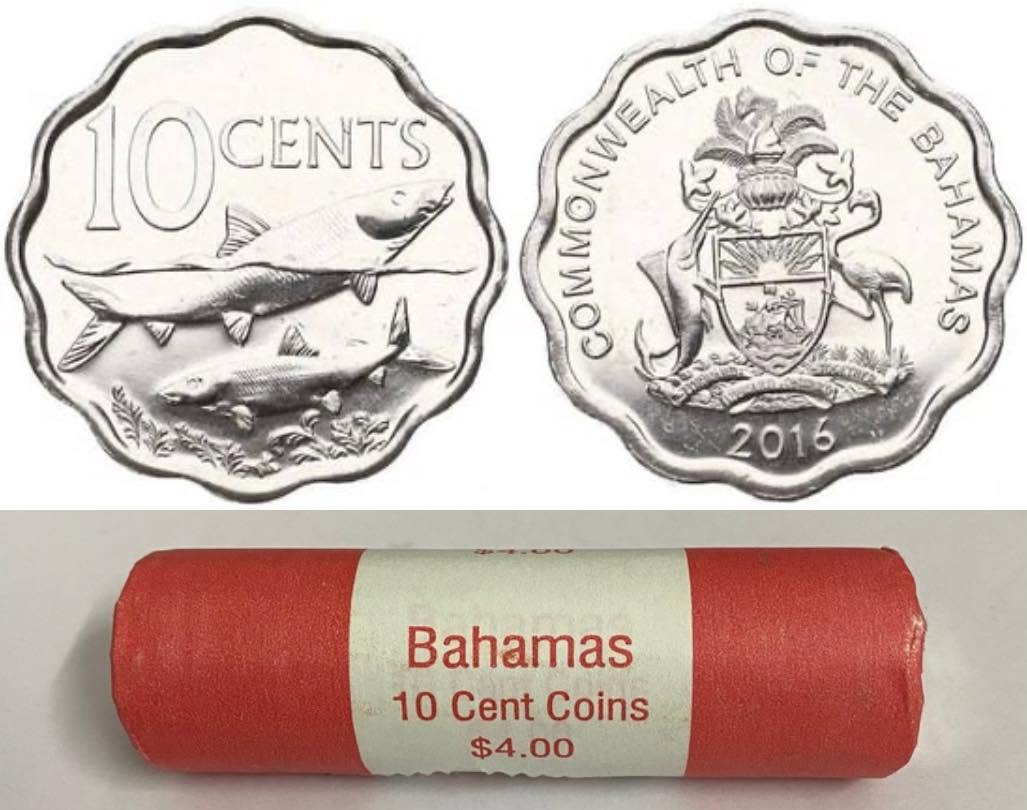 2016 Bahamas – 10 Cents - Commonwealth of the Bahamas Coin Roll