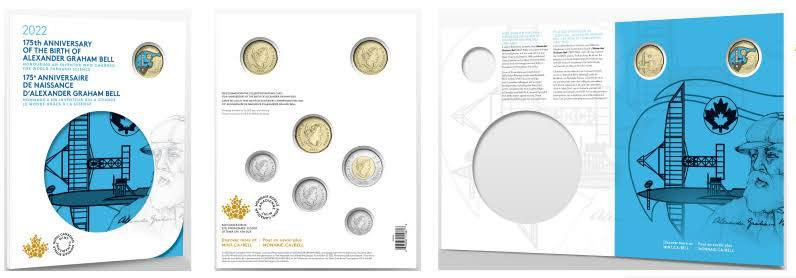 2022 Canada - 5 ¢, 10 ¢, 25 ¢, $1 & $2 - 175th Anniversary of the Birth of Alexander Graham Bell