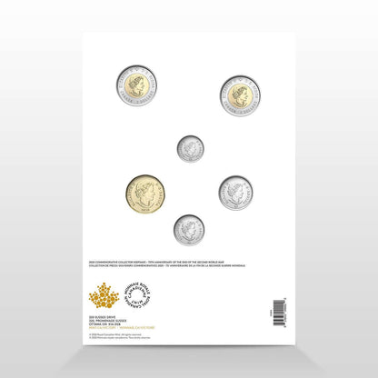 2020 Canada - 5 ¢, 10 ¢, 25 ¢, $1 & $2 - 75th Anniversary of the End of the Second World War