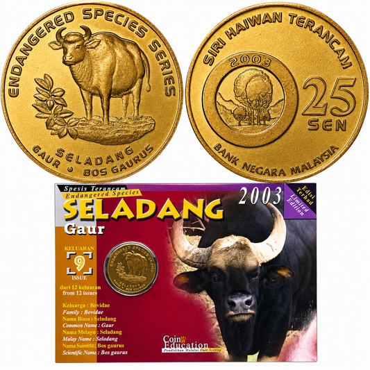 2003 Malaysia – 25 Sen - Gaur (Seladang) – Endangered Species Series