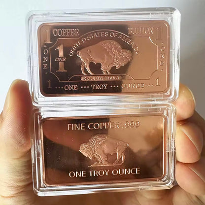 1 Troy Ounce .999 Fine Buffalo Copper Bullion Bar