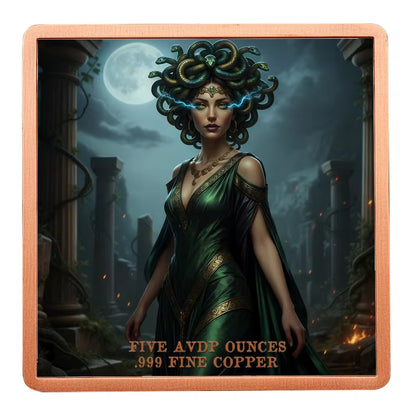 5 AVDP Ounces .999 Fine Medusa Copper Bullion Bar